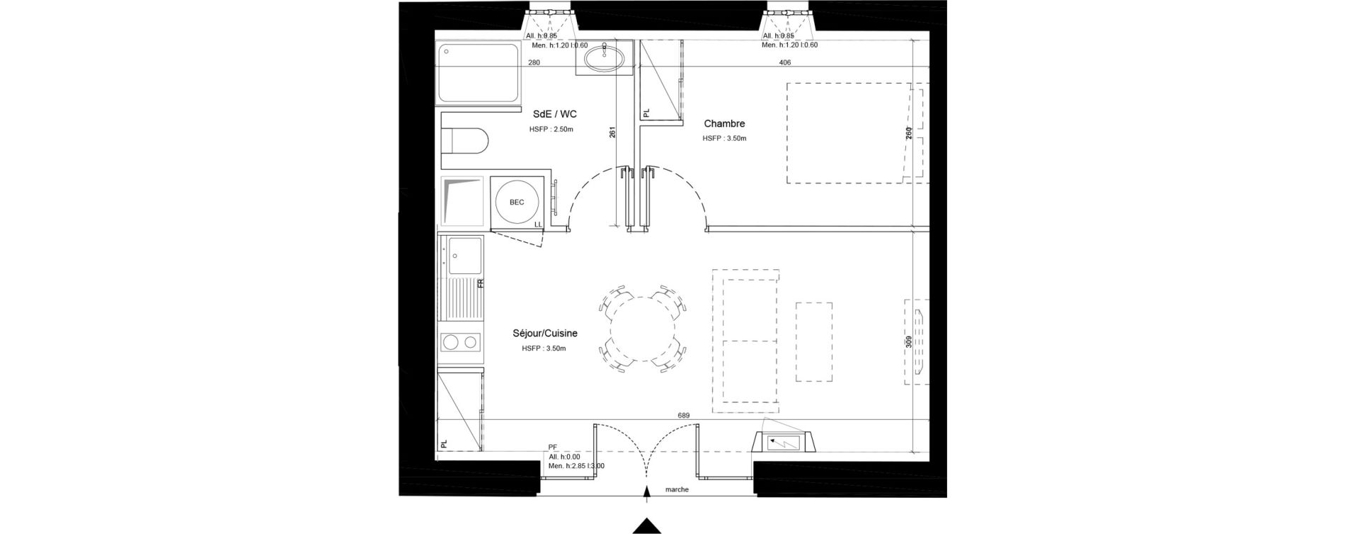 Appartement T2 de 38,20 m2 &agrave; Sommervieu Centre