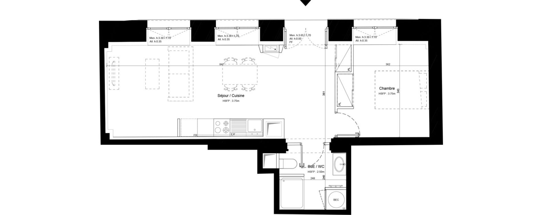 Appartement T2 de 44,60 m2 &agrave; Sommervieu Centre