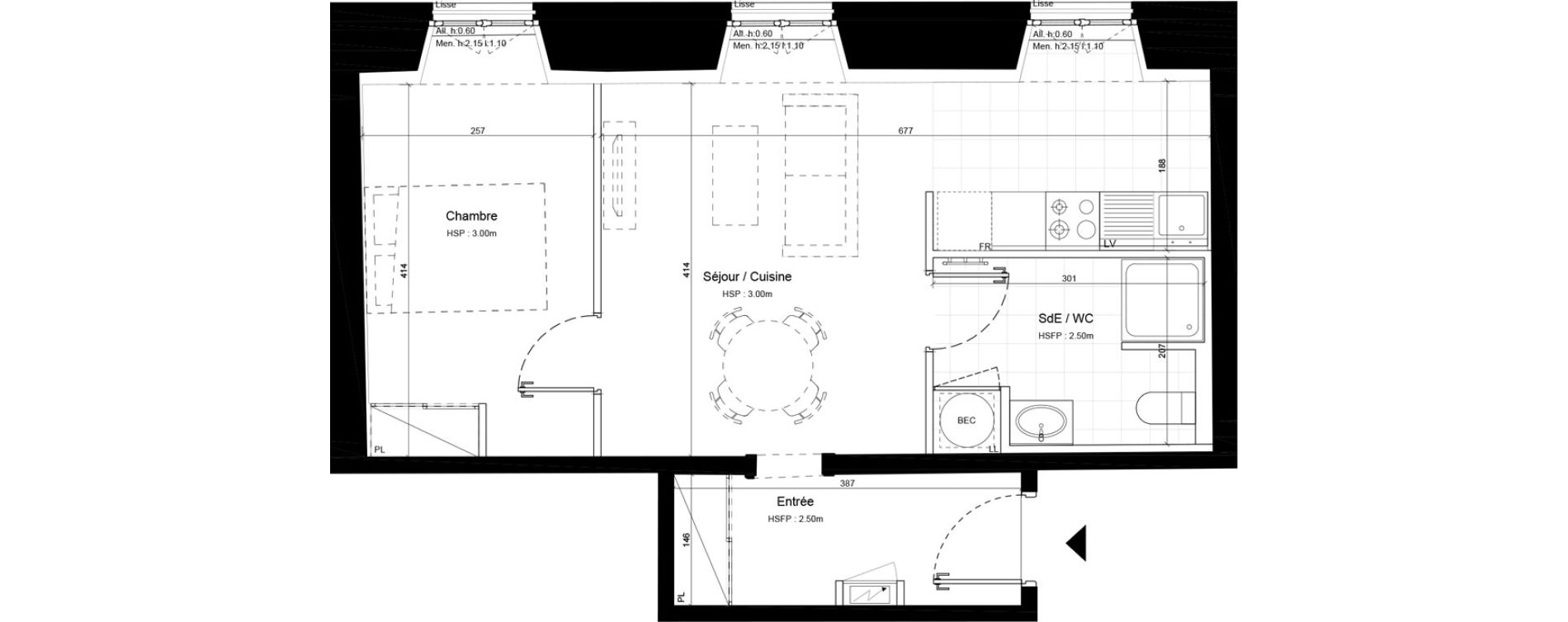 Appartement T2 de 42,80 m2 &agrave; Sommervieu Centre