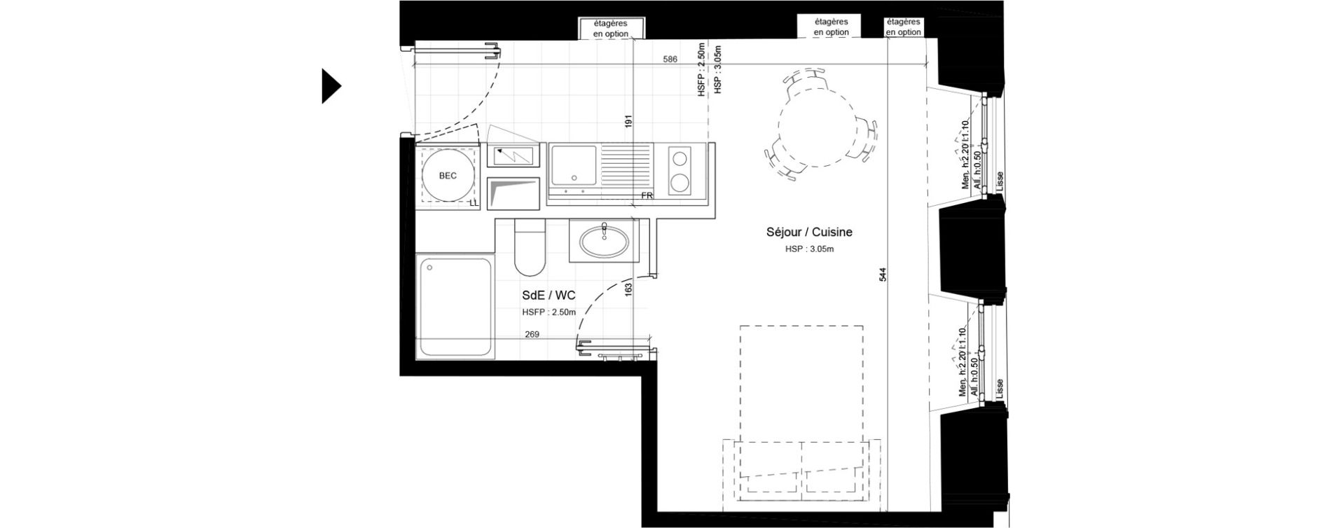 Appartement T1 de 25,50 m2 &agrave; Sommervieu Centre