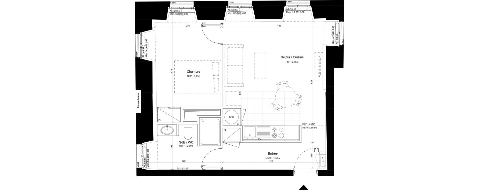 Appartement T2 de 43,60 m2 &agrave; Sommervieu Centre