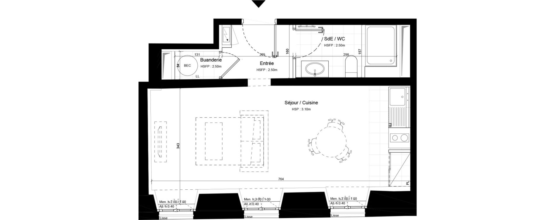 Appartement T1 de 31,70 m2 &agrave; Sommervieu Centre