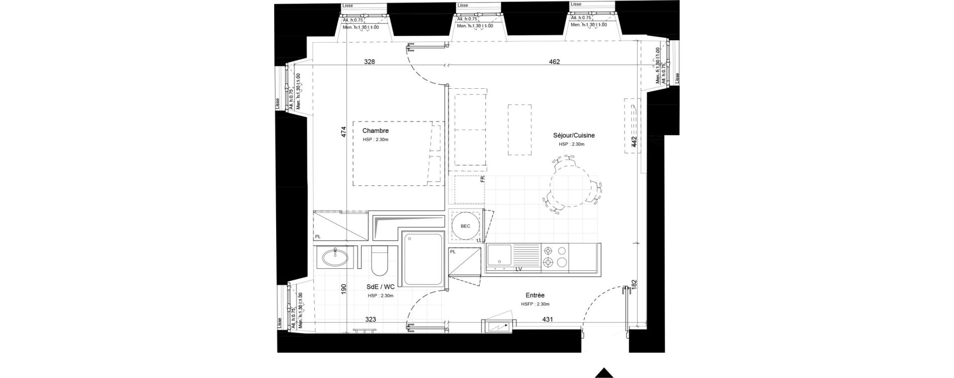 Appartement T2 de 43,10 m2 &agrave; Sommervieu Centre