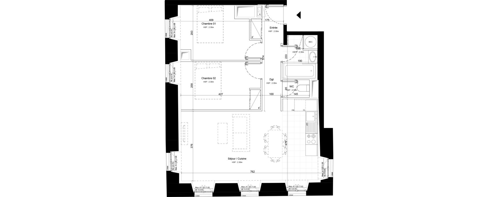 Appartement T3 de 62,30 m2 &agrave; Sommervieu Centre