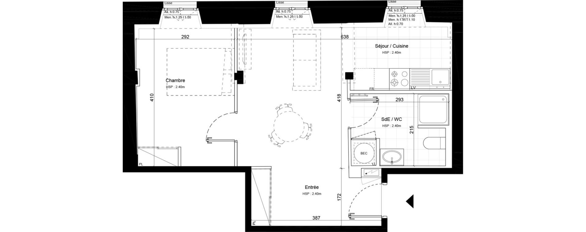 Appartement T2 de 43,50 m2 &agrave; Sommervieu Centre