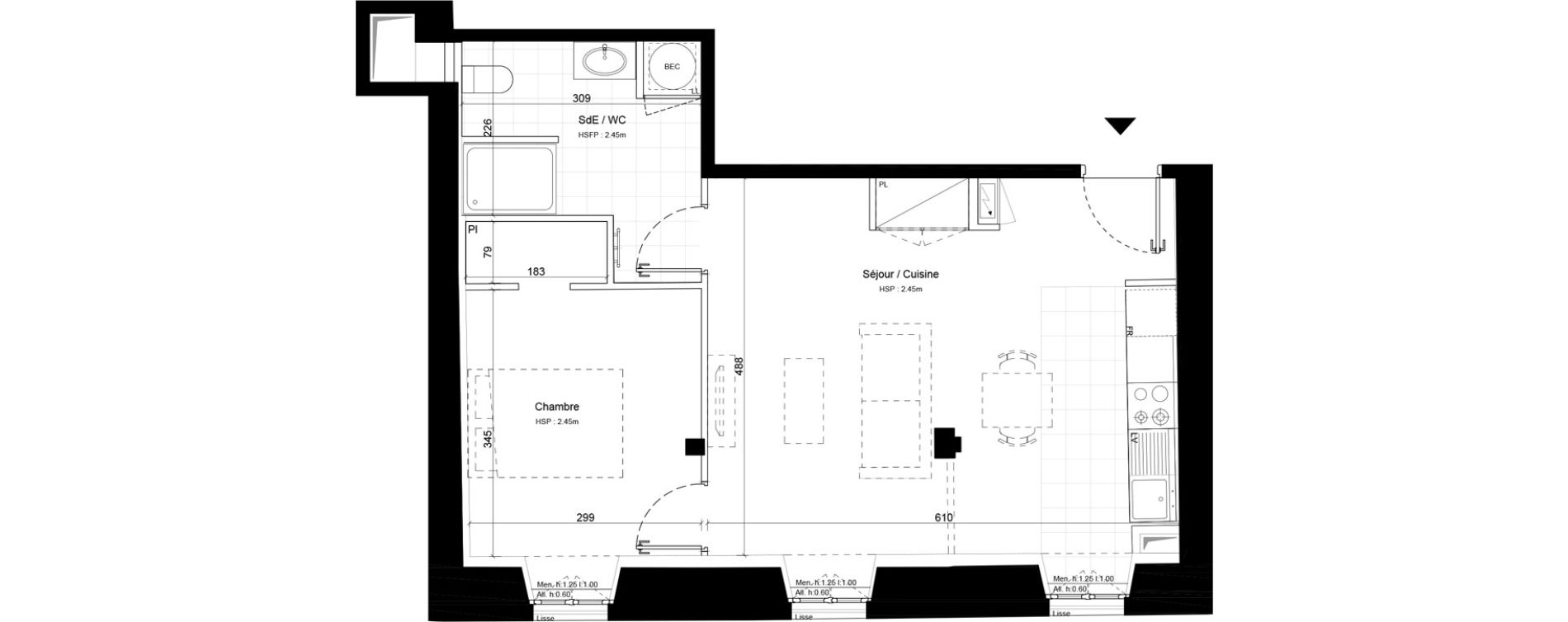 Appartement T2 de 48,40 m2 &agrave; Sommervieu Centre