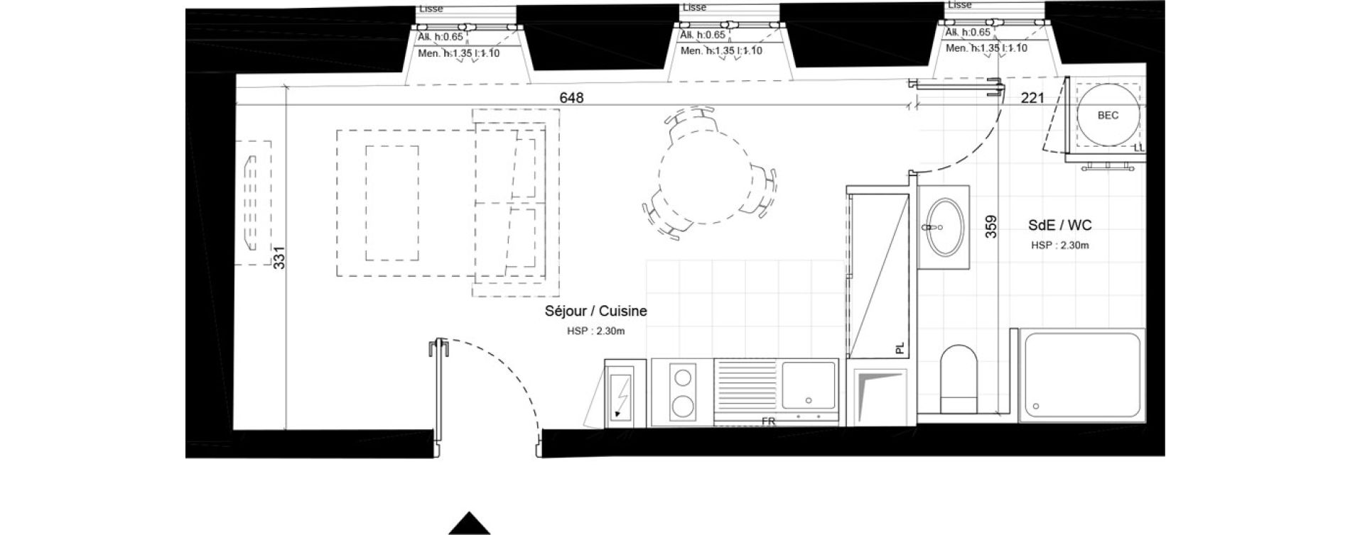 Appartement T1 de 28,00 m2 &agrave; Sommervieu Centre