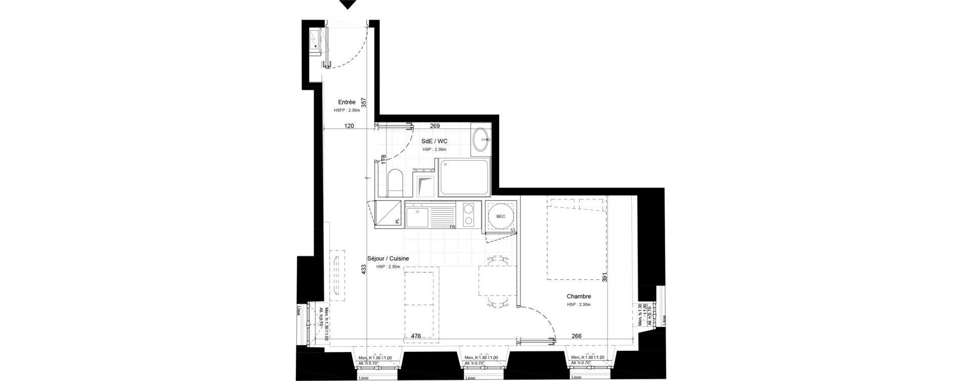 Appartement T2 de 34,00 m2 &agrave; Sommervieu Centre