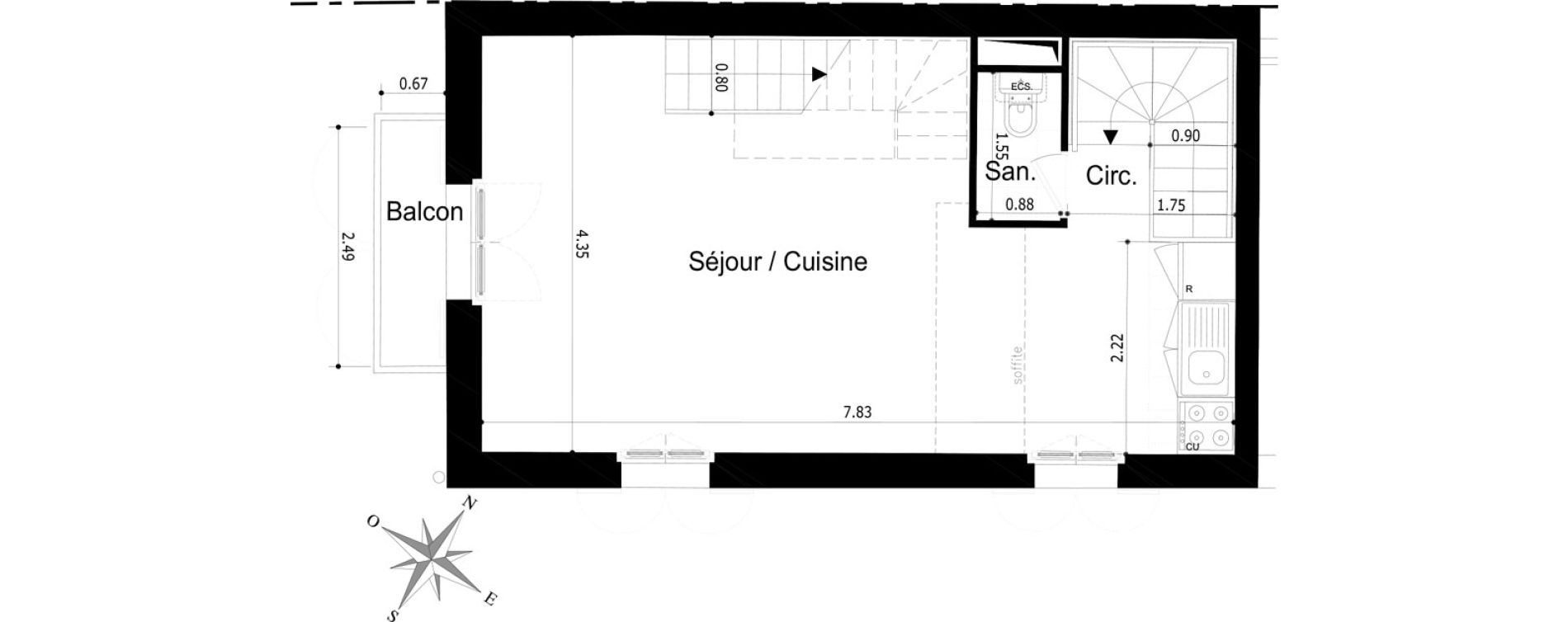 Triplex T3 de 54,94 m2 &agrave; Touques Centre