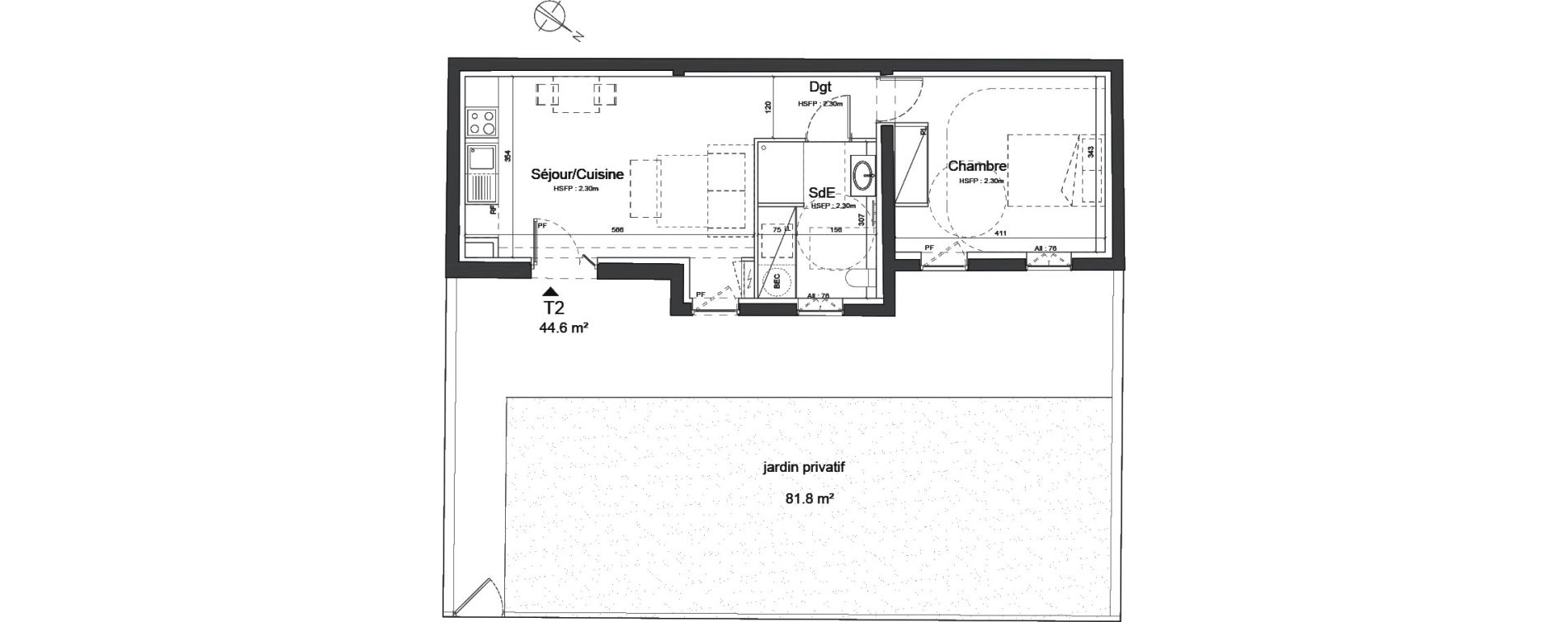 Appartement T2 de 44,60 m2 &agrave; Trouville-Sur-Mer Centre