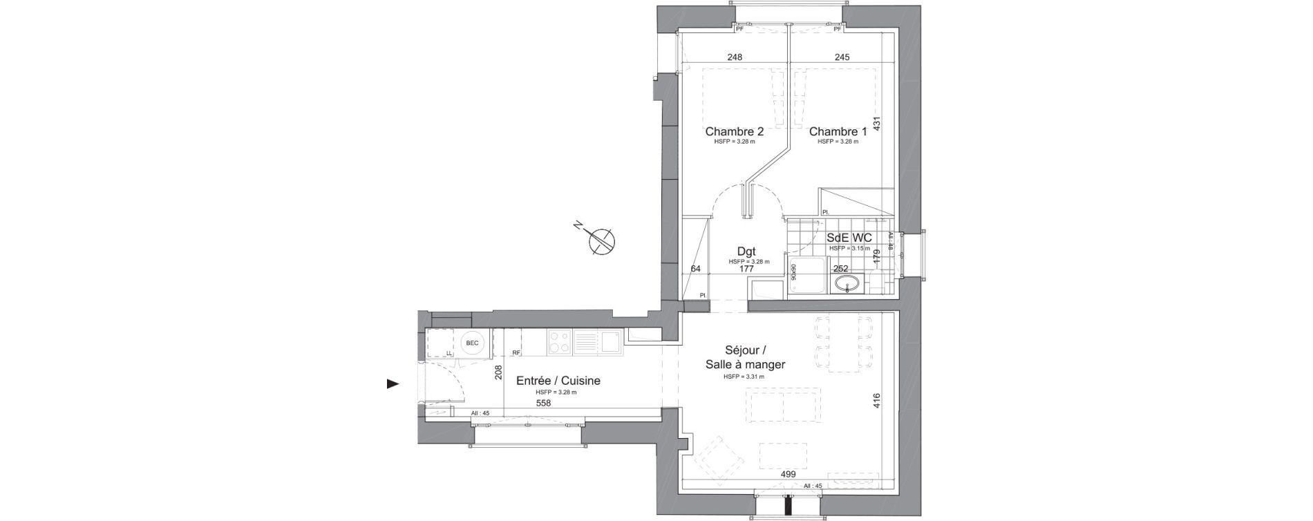 Appartement T3 de 62,00 m2 &agrave; Trouville-Sur-Mer Centre