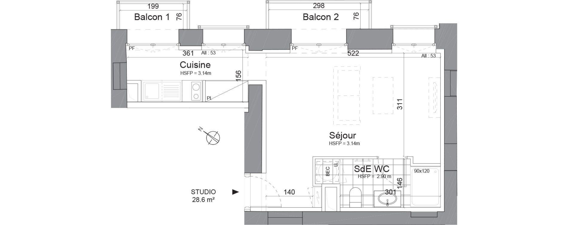 Studio de 28,60 m2 &agrave; Trouville-Sur-Mer Centre