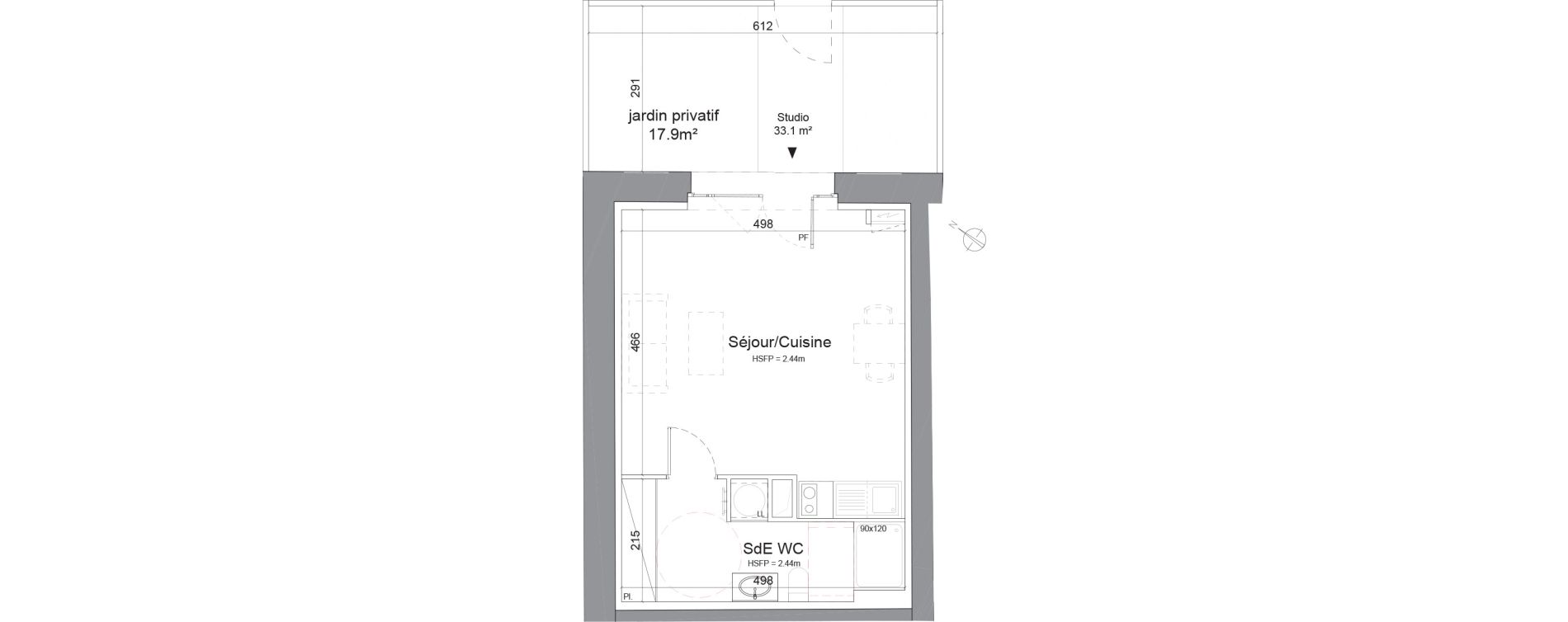 Appartement T1 de 33,10 m2 &agrave; Trouville-Sur-Mer Centre