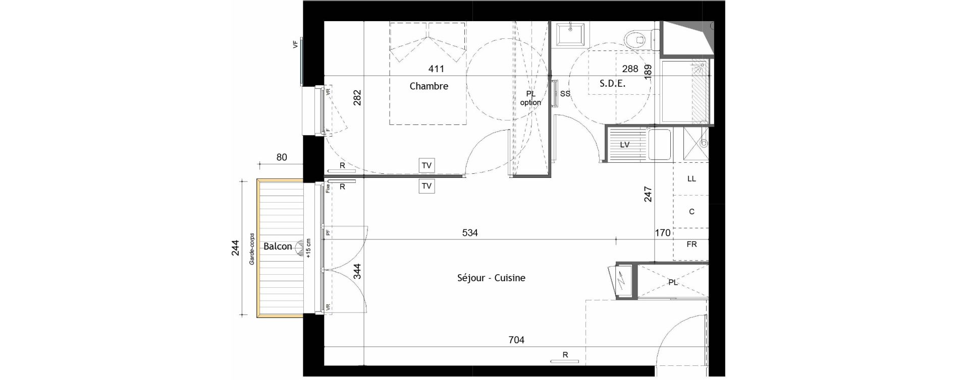 Appartement T2 de 42,93 m2 &agrave; Trouville-Sur-Mer Aguesseau - ville sud