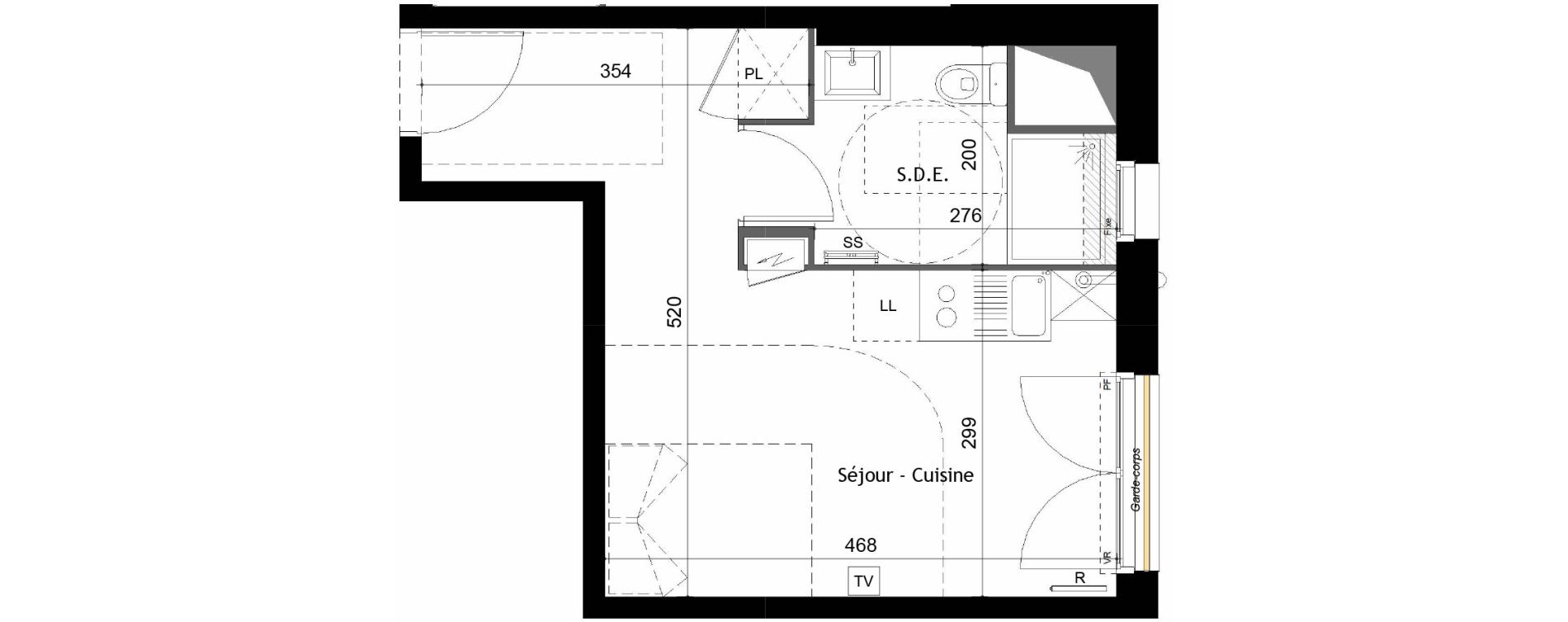 Appartement T1 de 24,92 m2 &agrave; Trouville-Sur-Mer Aguesseau - ville sud