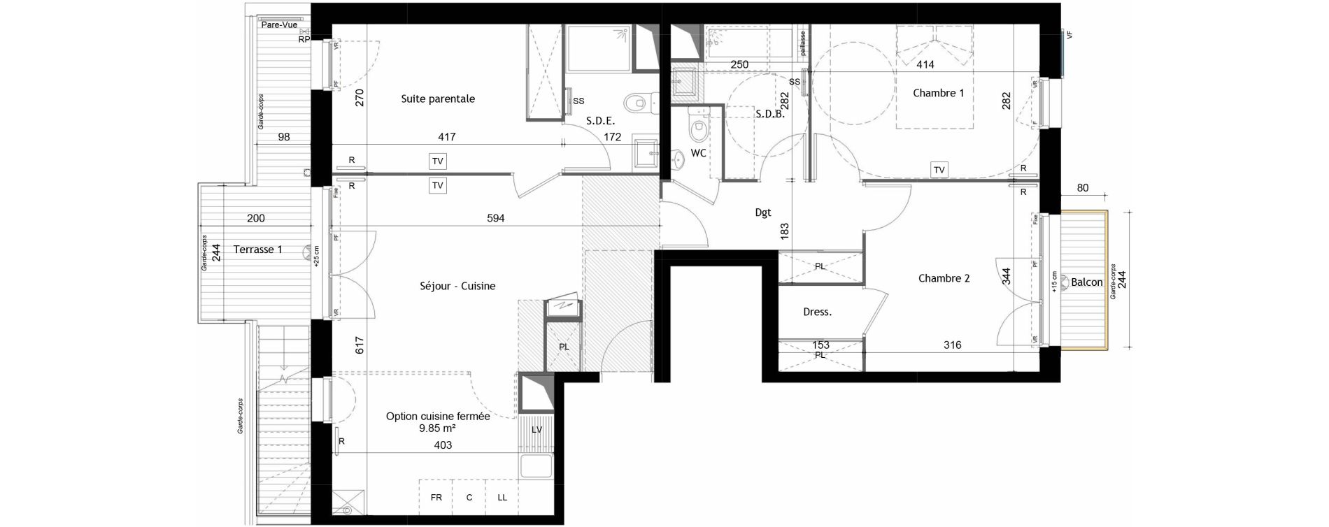 Appartement T4 de 82,88 m2 &agrave; Trouville-Sur-Mer Aguesseau - ville sud