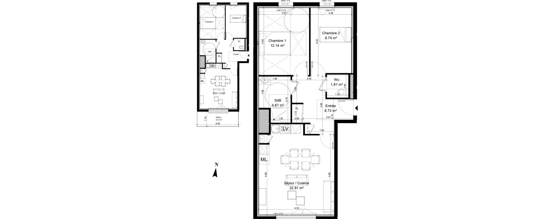 Appartement T3 de 59,90 m2 &agrave; Verson Centre