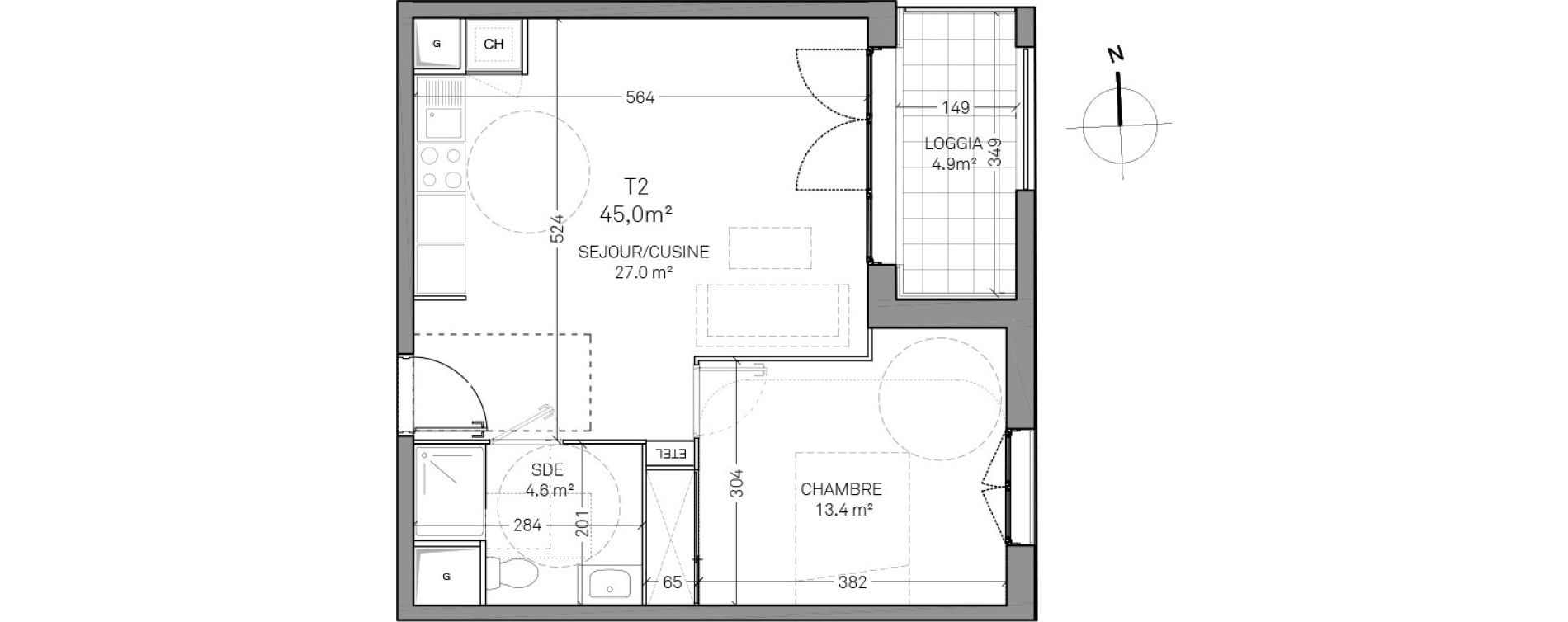Appartement T2 de 45,00 m2 &agrave; Verson Centre