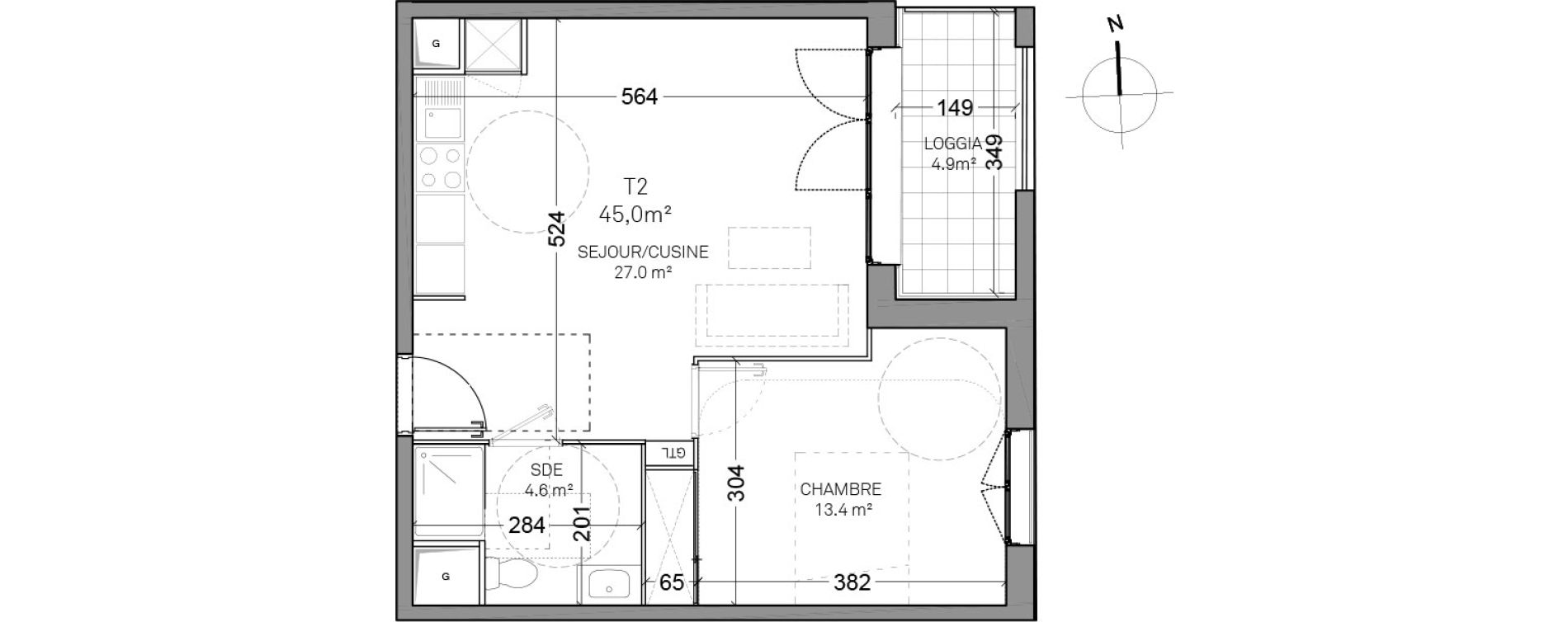 Appartement T2 de 45,00 m2 &agrave; Verson Centre