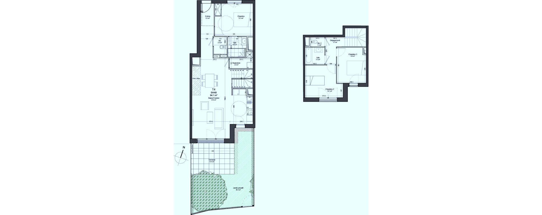 Duplex T4 de 94,10 m2 &agrave; Verson Centre