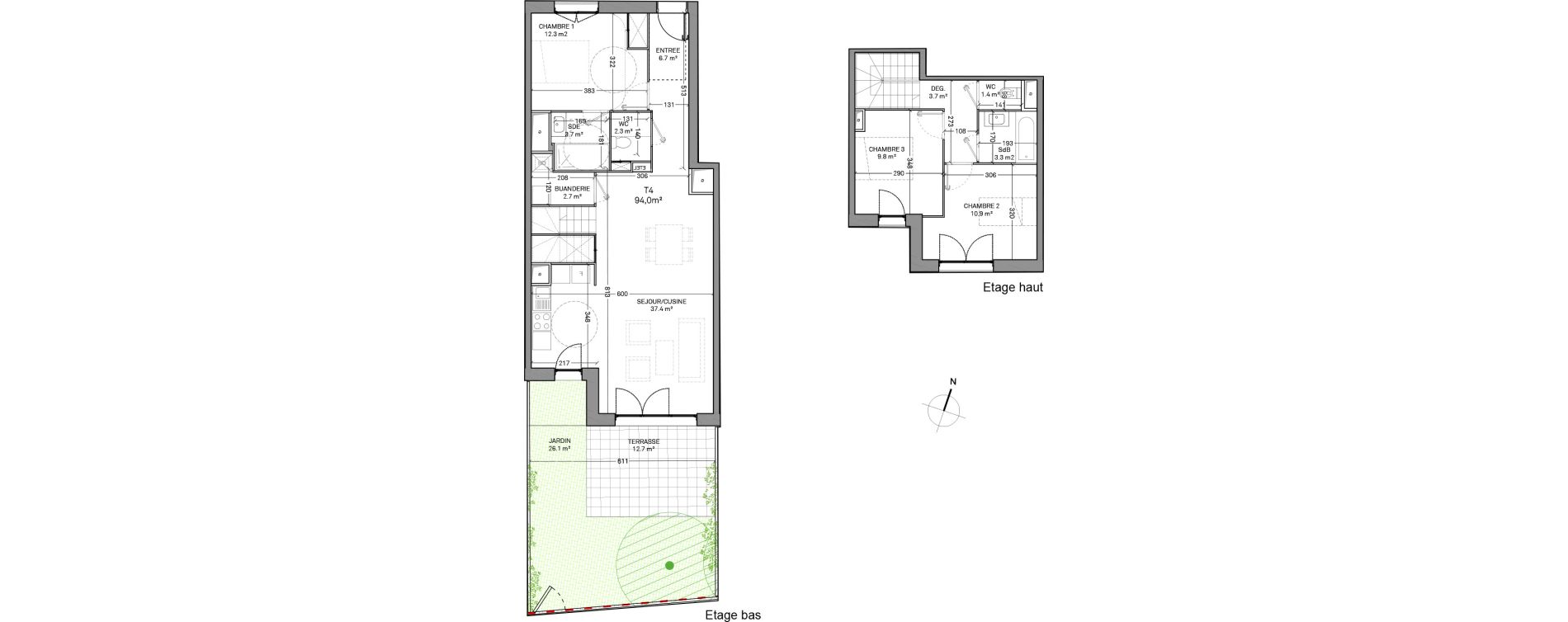 Duplex T4 de 94,00 m2 &agrave; Verson Centre