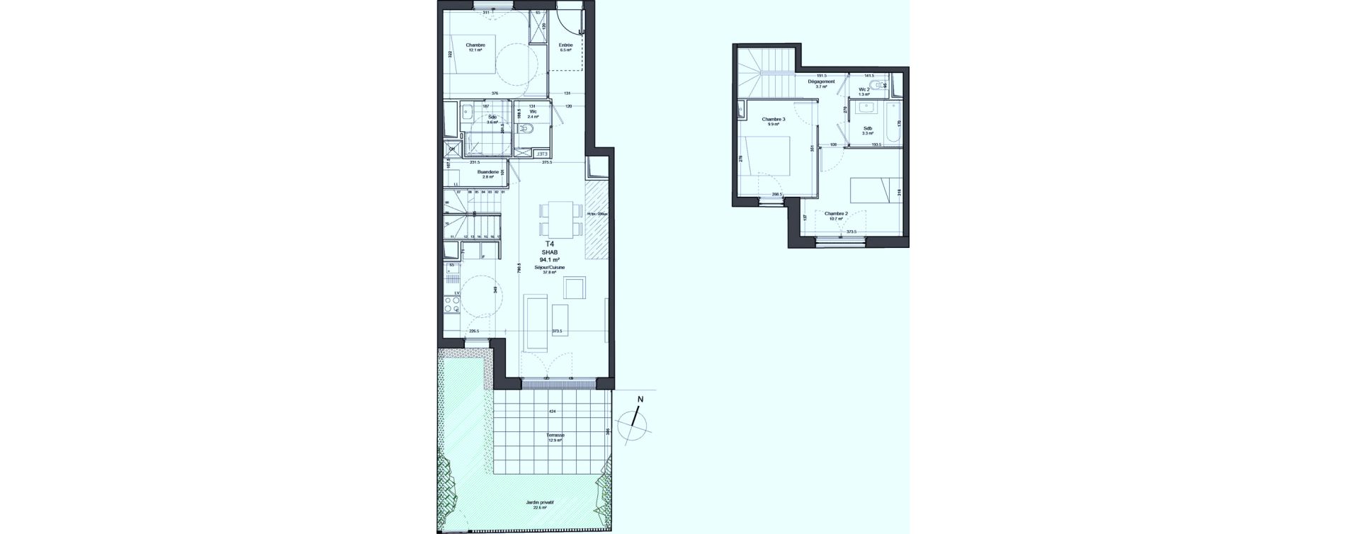 Duplex T4 de 94,10 m2 &agrave; Verson Centre