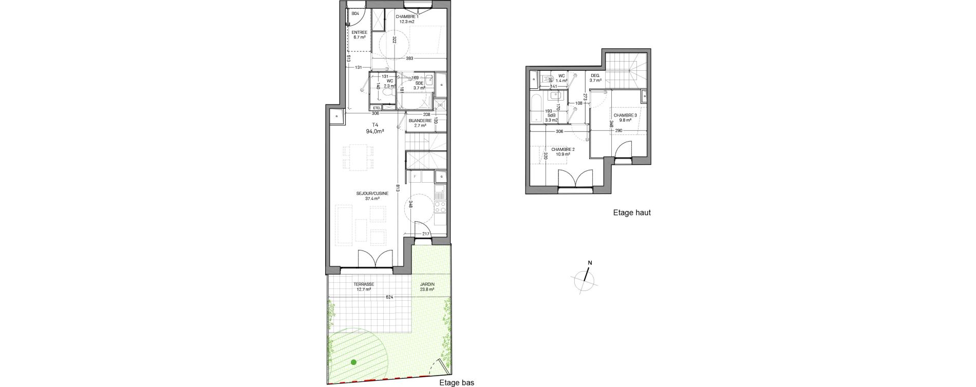 Duplex T4 de 94,00 m2 &agrave; Verson Centre