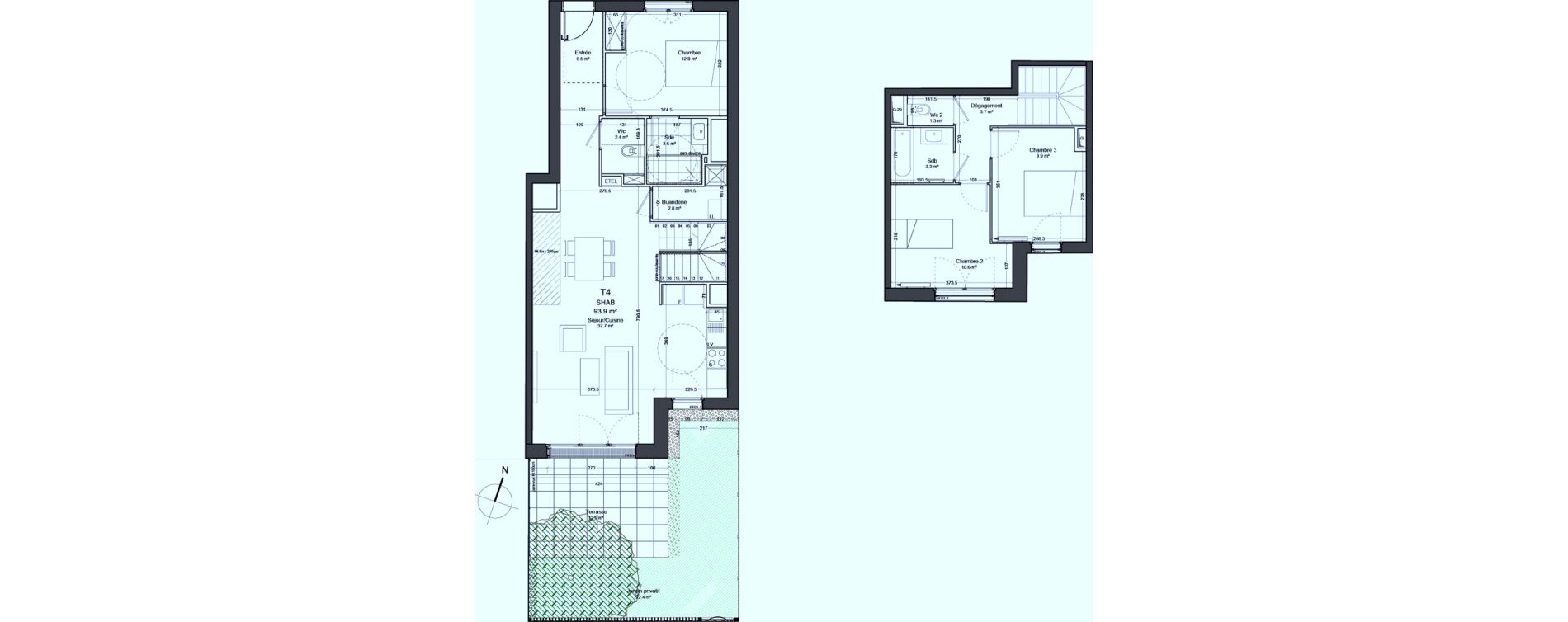 Duplex T4 de 93,90 m2 &agrave; Verson Centre