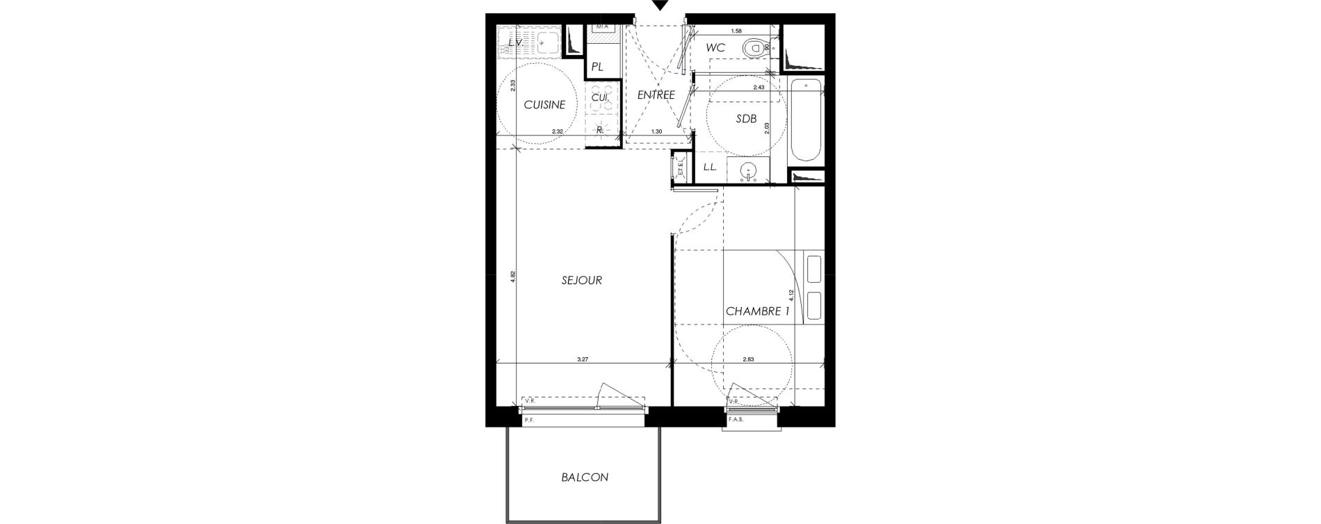 Appartement T2 de 41,65 m2 &agrave; Villers-Bocage Centre
