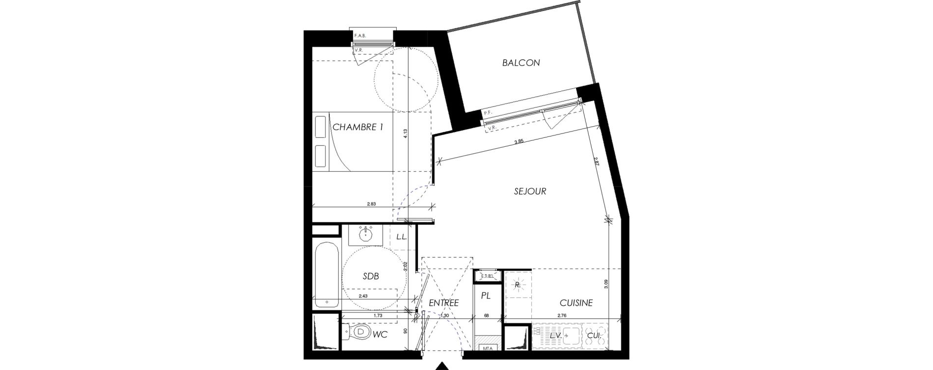 Appartement T2 de 42,23 m2 &agrave; Villers-Bocage Centre