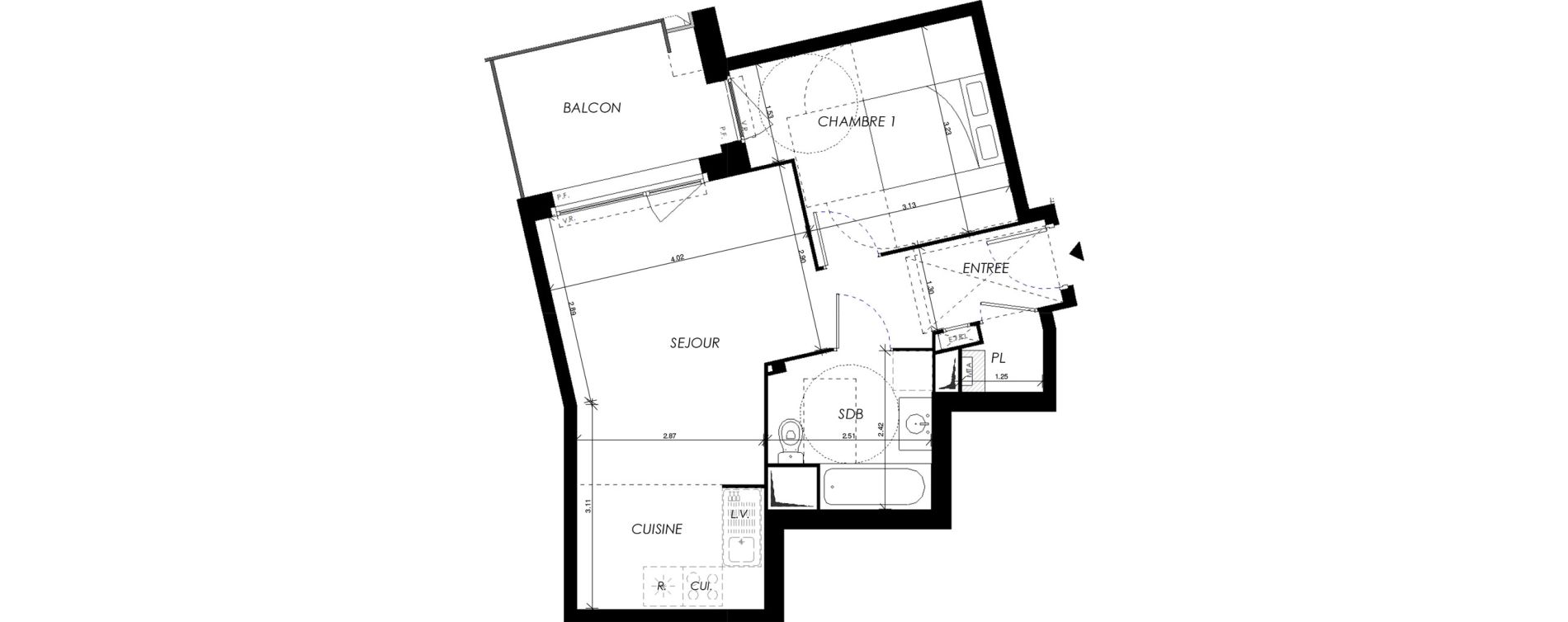 Appartement T2 de 44,05 m2 &agrave; Villers-Bocage Centre