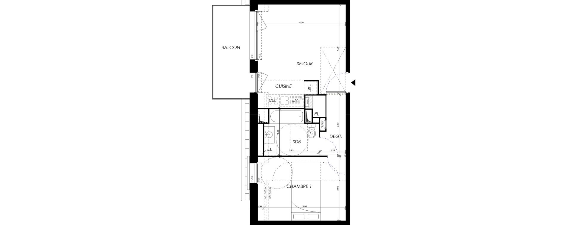 Appartement T2 de 40,33 m2 &agrave; Villers-Bocage Centre