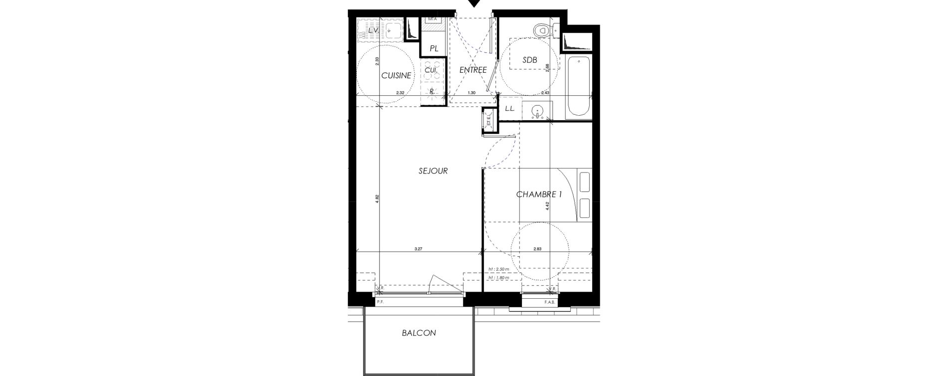 Appartement T2 de 41,10 m2 &agrave; Villers-Bocage Centre
