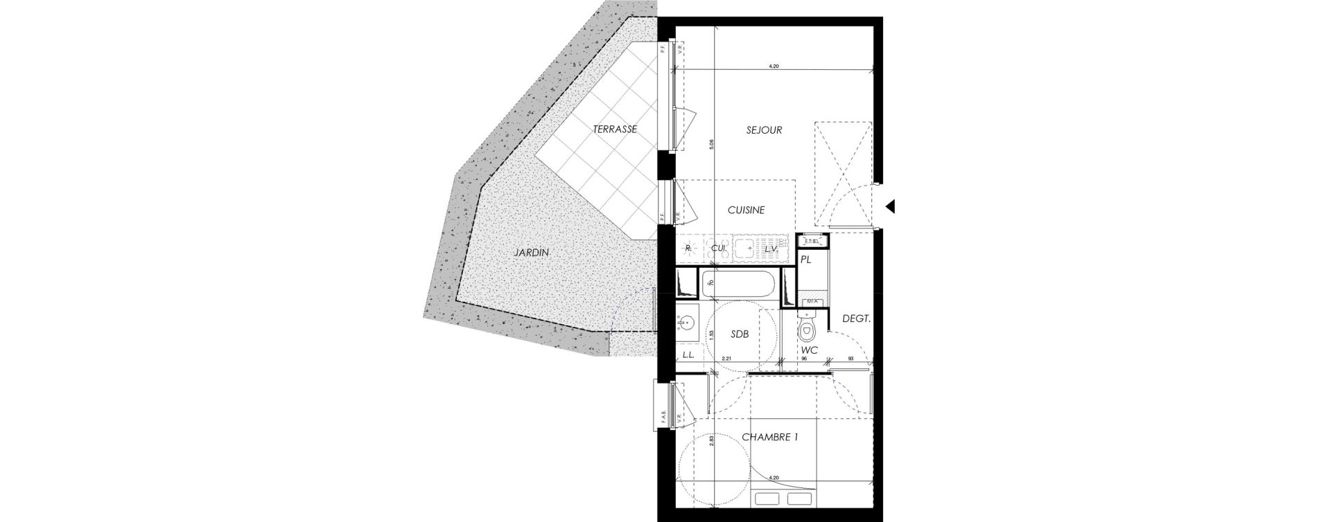 Appartement T2 de 41,45 m2 &agrave; Villers-Bocage Centre