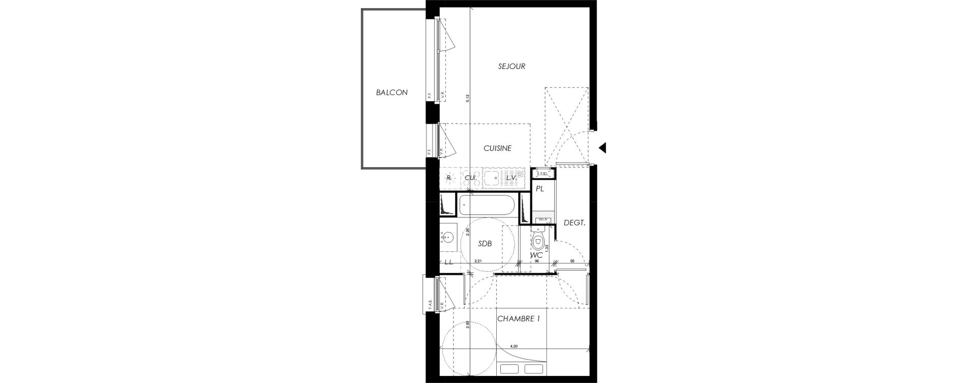 Appartement T2 de 41,86 m2 &agrave; Villers-Bocage Centre