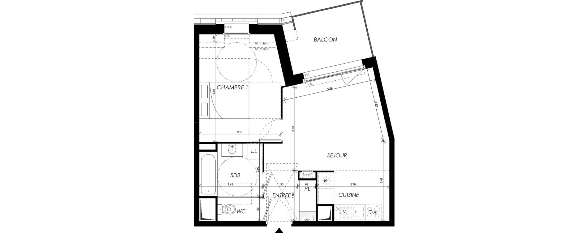 Appartement T2 de 41,64 m2 &agrave; Villers-Bocage Centre