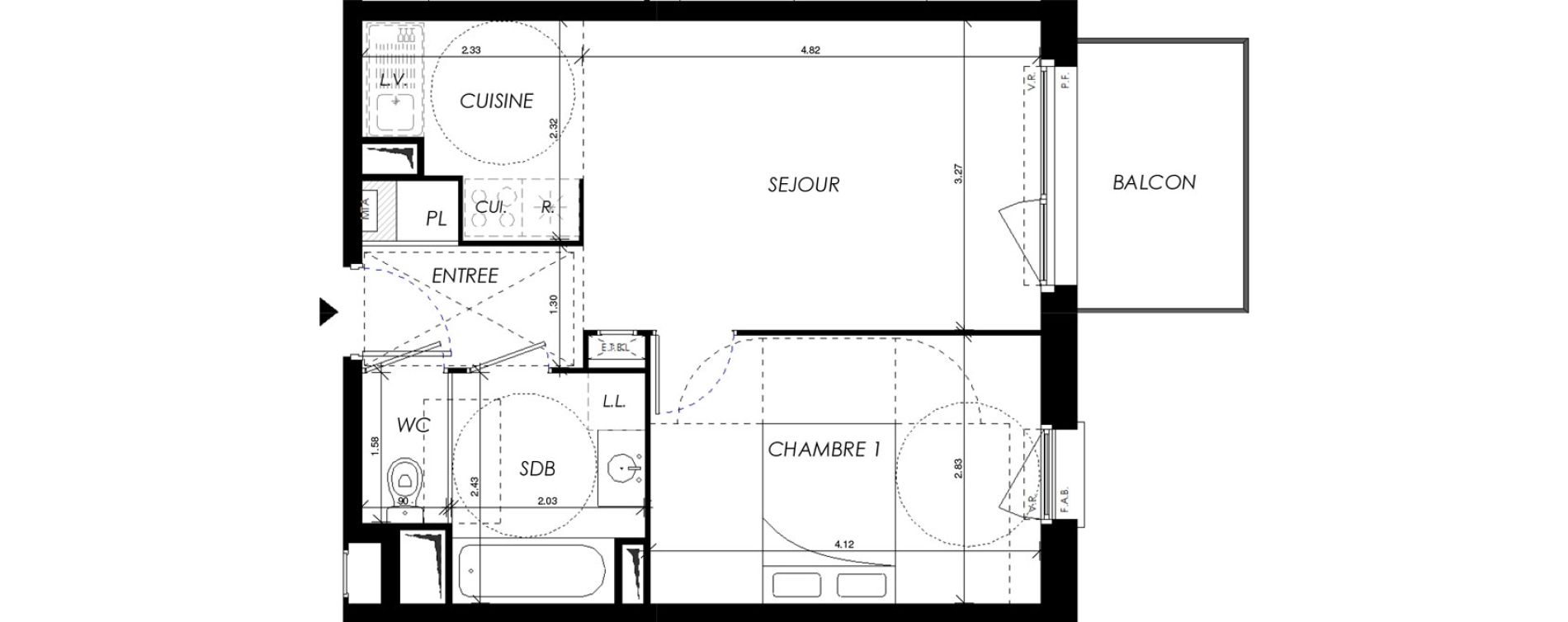 Appartement T2 de 41,65 m2 &agrave; Villers-Bocage Centre