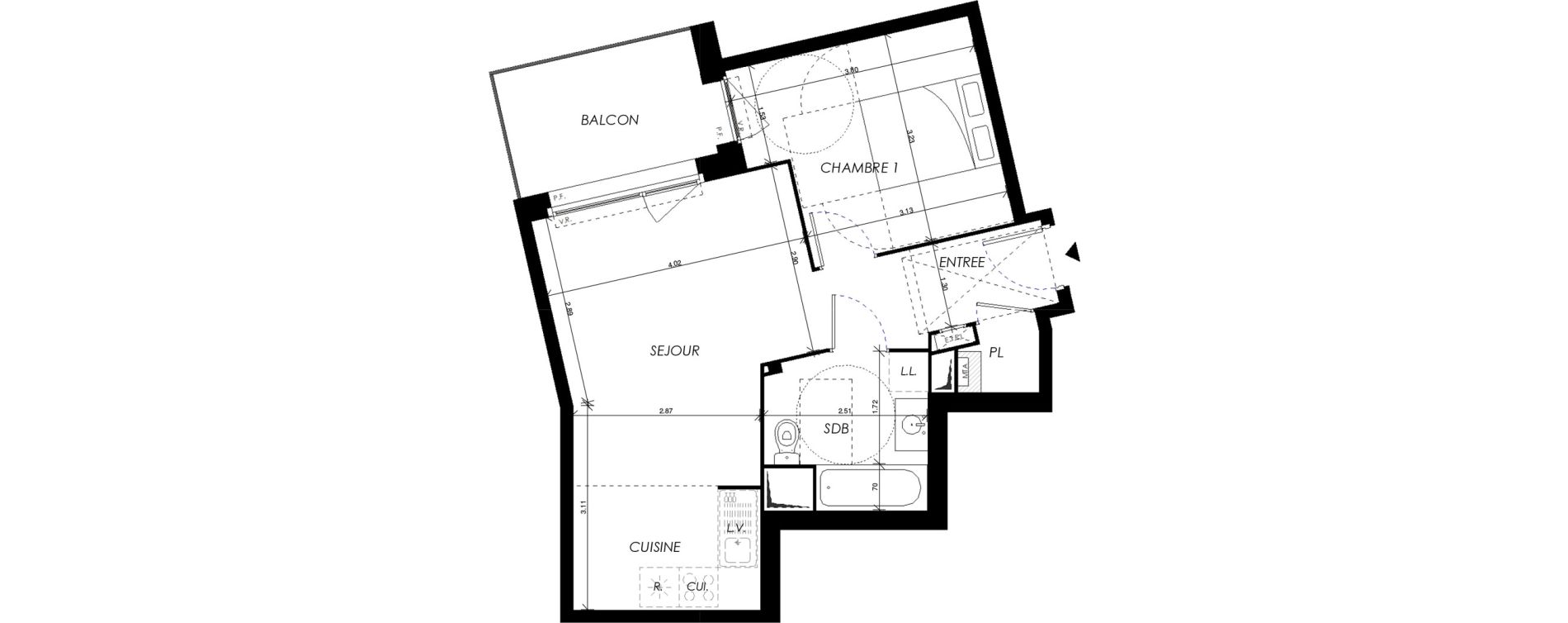Appartement T2 de 44,05 m2 &agrave; Villers-Bocage Centre