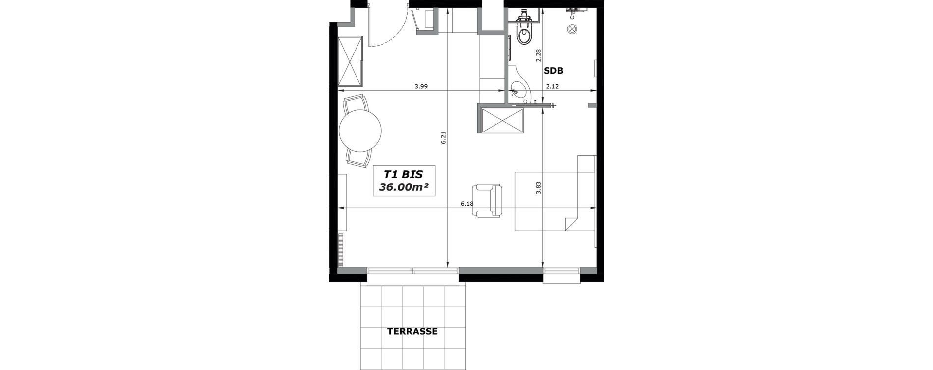 Appartement T1 bis de 36,00 m2 &agrave; Vire Centre