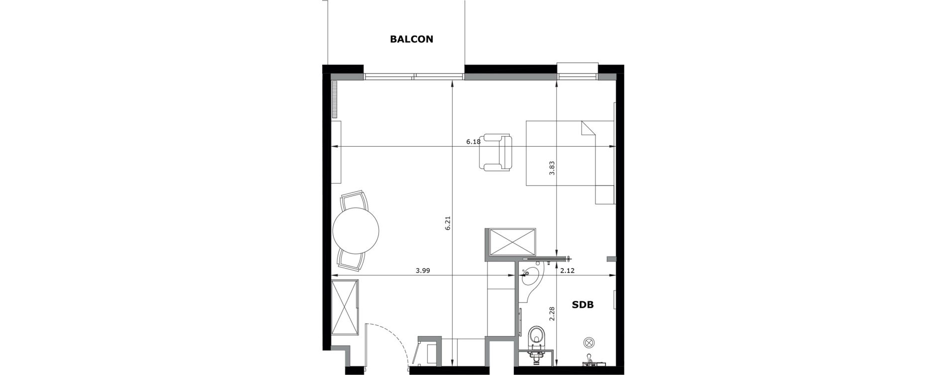 Appartement T1 bis de 36,00 m2 &agrave; Vire Centre