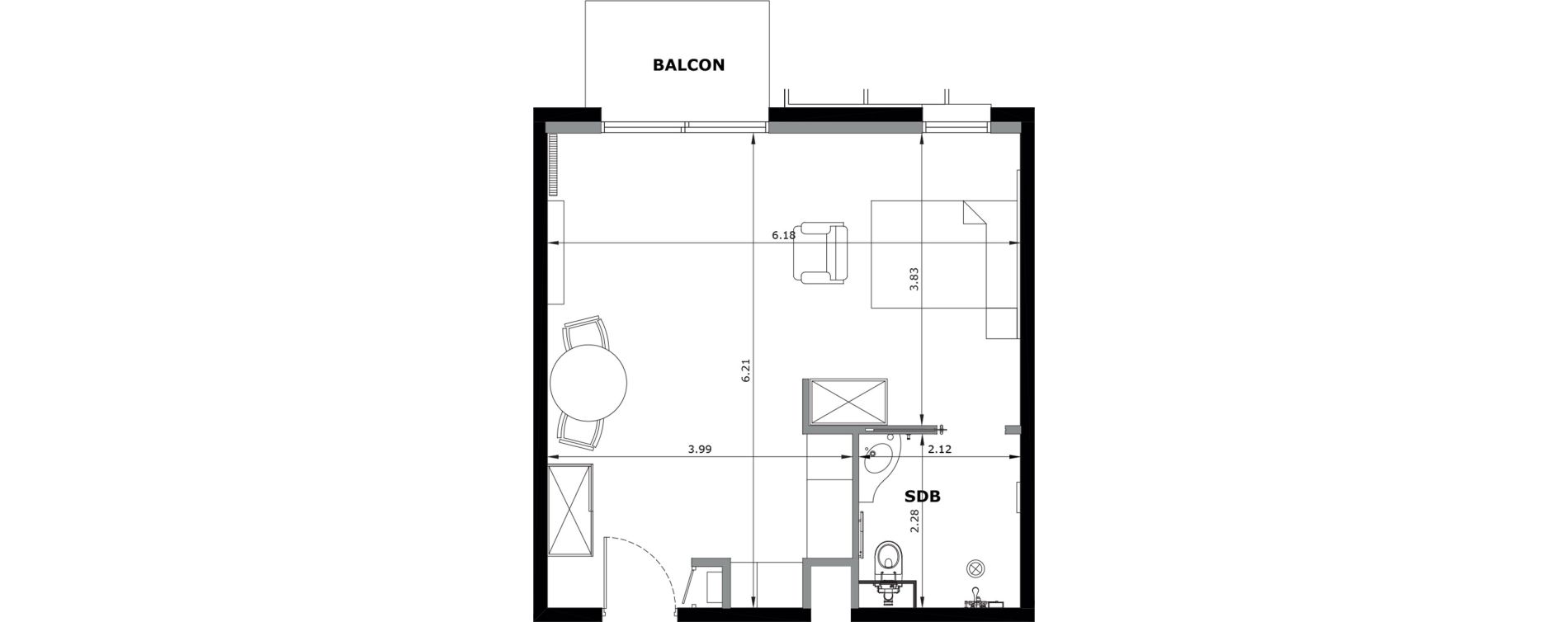 Appartement T1 de 36,00 m2 &agrave; Vire Centre