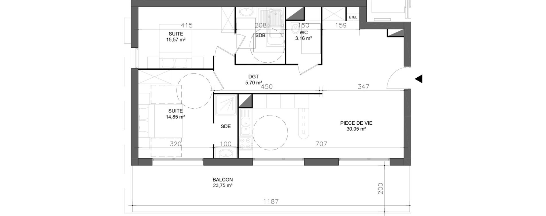 Appartement T3 de 69,58 m2 &agrave; Bernay Centre