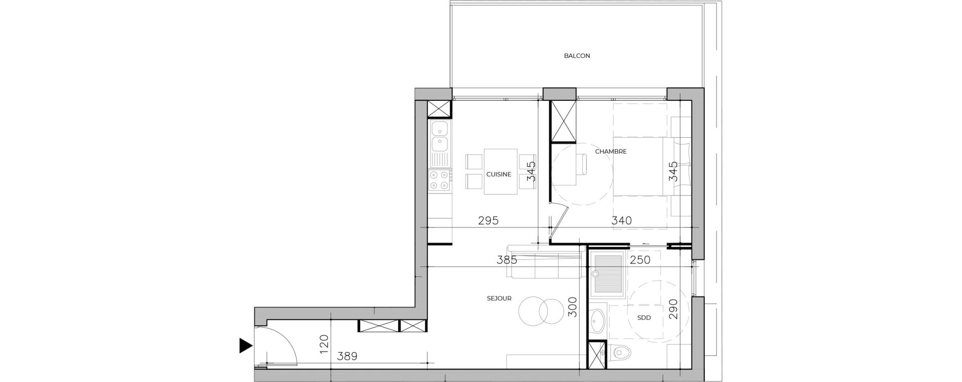 Appartement T2 de 44,85 m2 &agrave; Bernay Centre