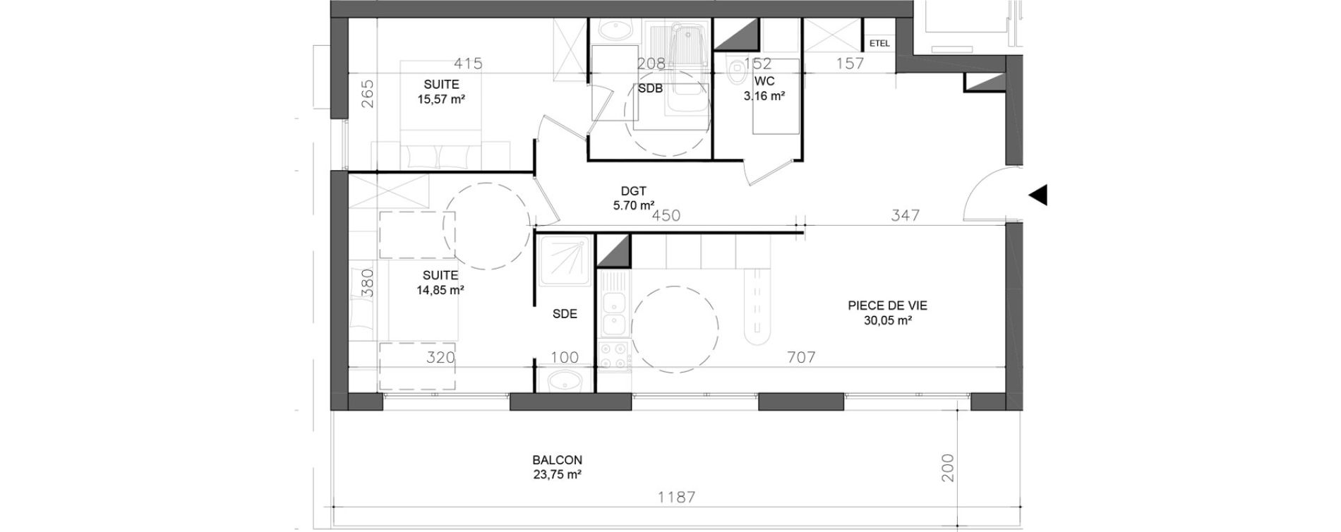 Appartement T3 de 69,58 m2 &agrave; Bernay Centre