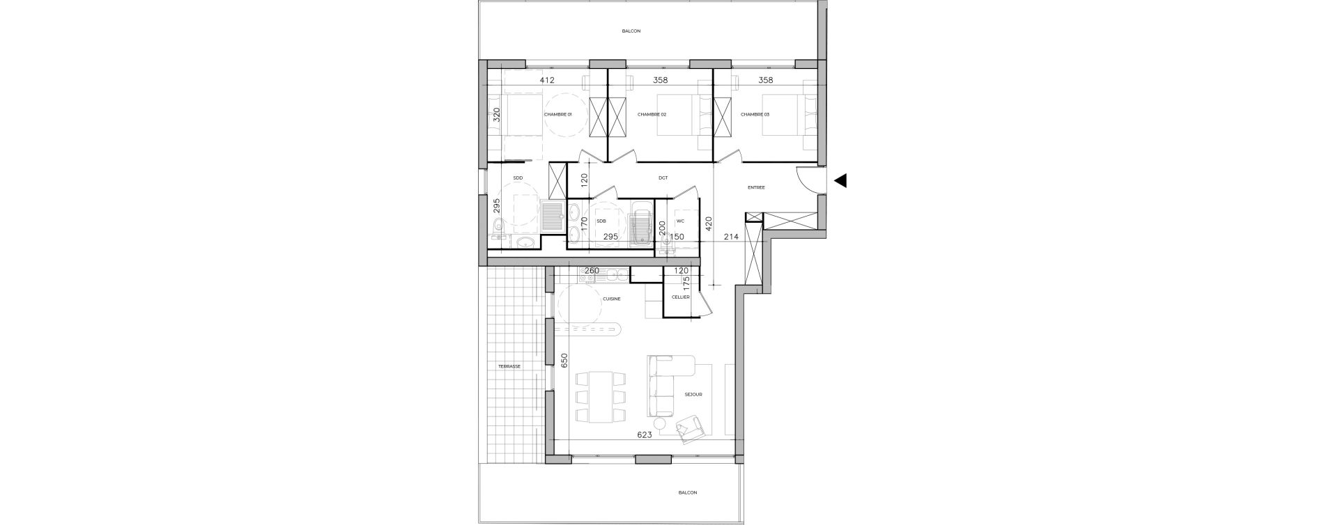 Appartement T4 de 108,28 m2 &agrave; Bernay Centre