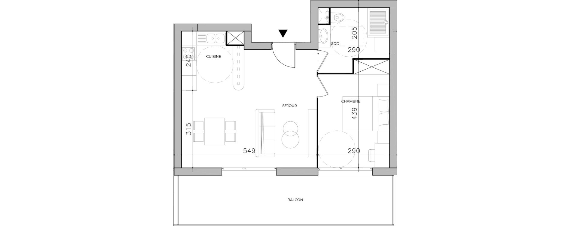 Appartement T2 de 46,15 m2 &agrave; Bernay Centre