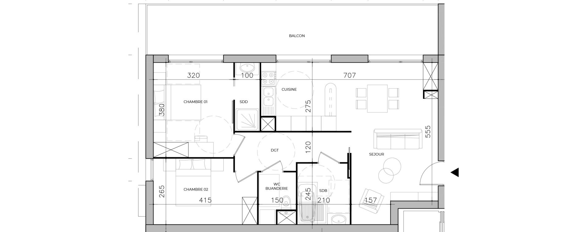 Appartement T3 de 69,60 m2 &agrave; Bernay Centre