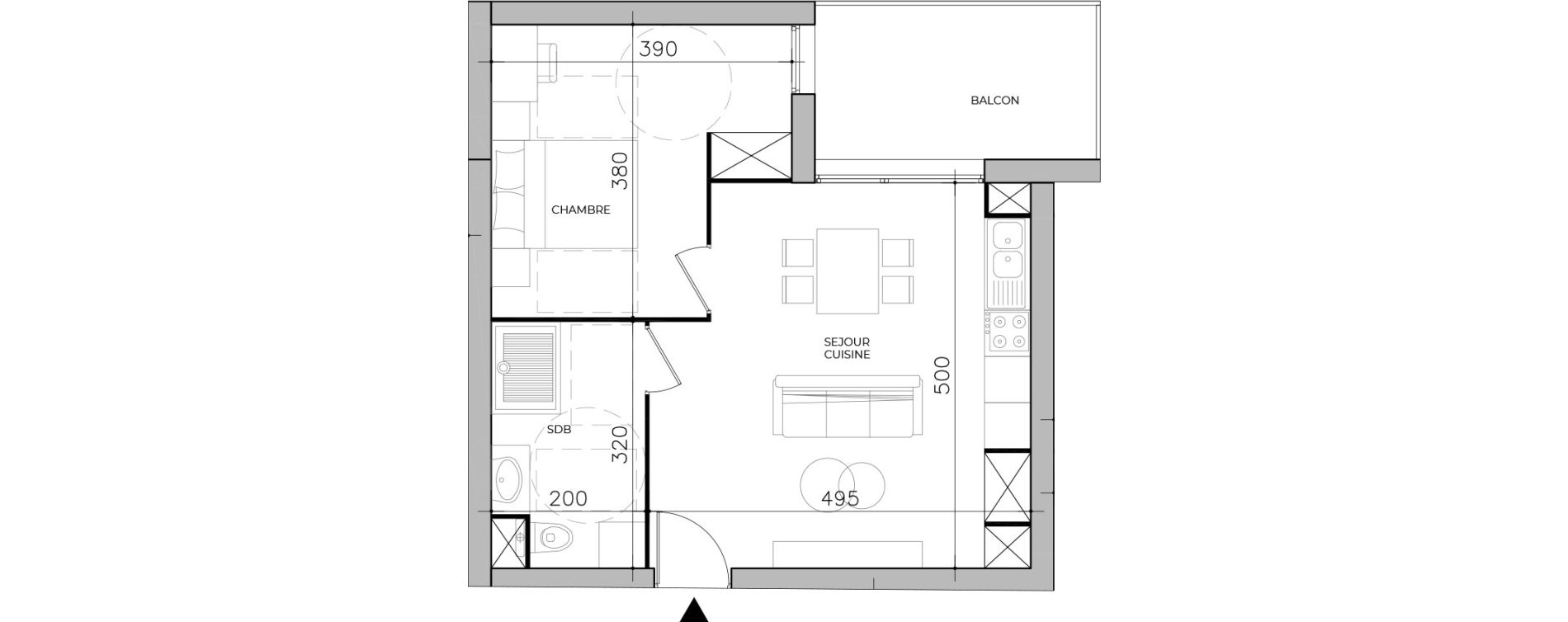 Appartement T2 de 41,55 m2 &agrave; Bernay Centre