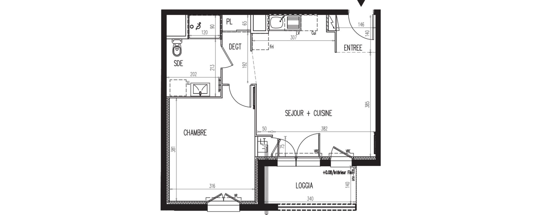 Appartement T2 de 43,54 m2 &agrave; Gaillon Centre