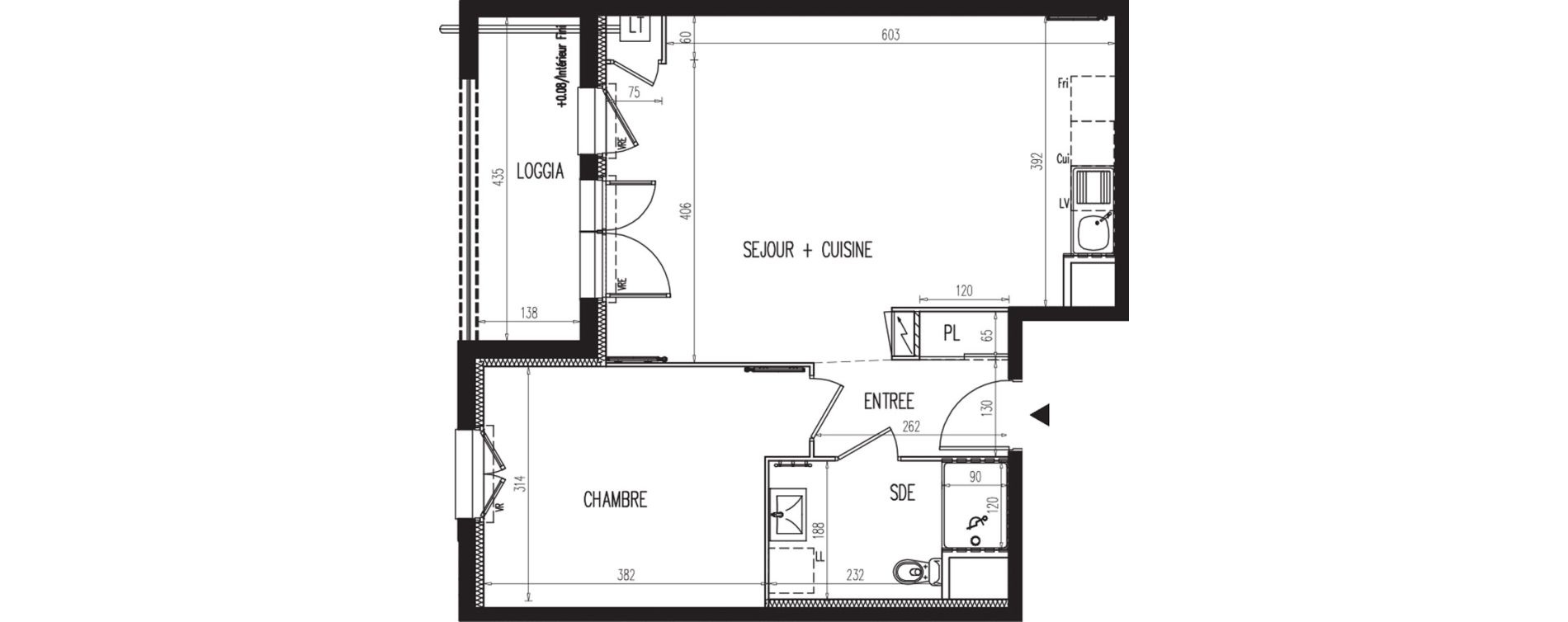 Appartement T2 de 51,54 m2 &agrave; Gaillon Centre